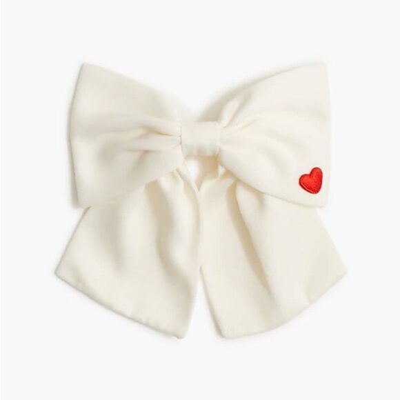 J. Crew Accessories - J. Crew Cream and Red Heart Bow Hair Accessory